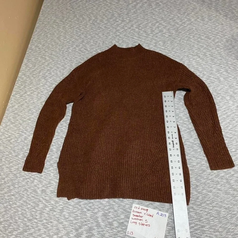 Old Navy brown ribbed sweater long sleeves women S. SKU-A203 #knitwear #cozy